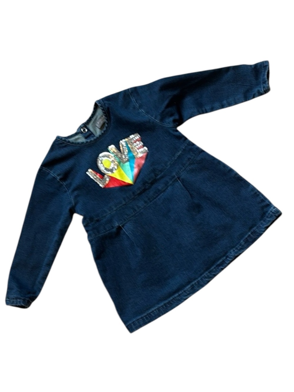 18 Month Denim Dress with Colorful Love Design